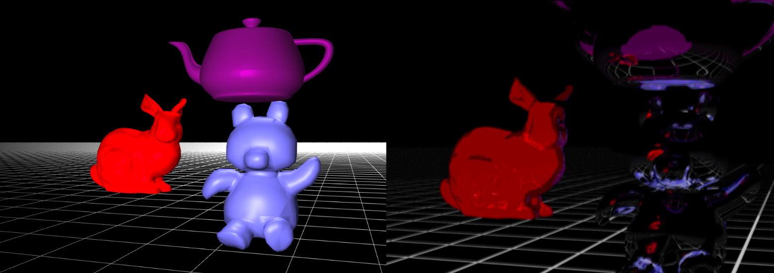 a high quality render of a teapot, rabbit, and bear